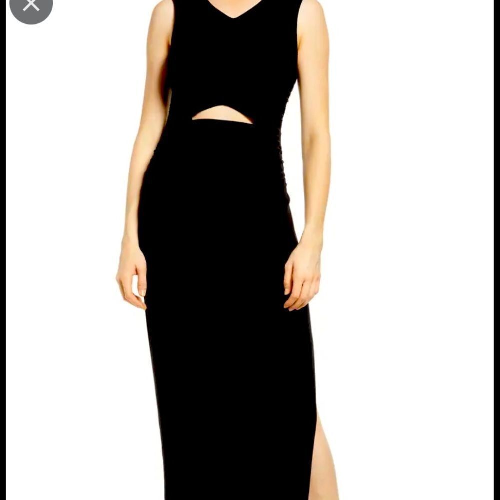 NWT Open Edit cutout ruched black midi dress XXL